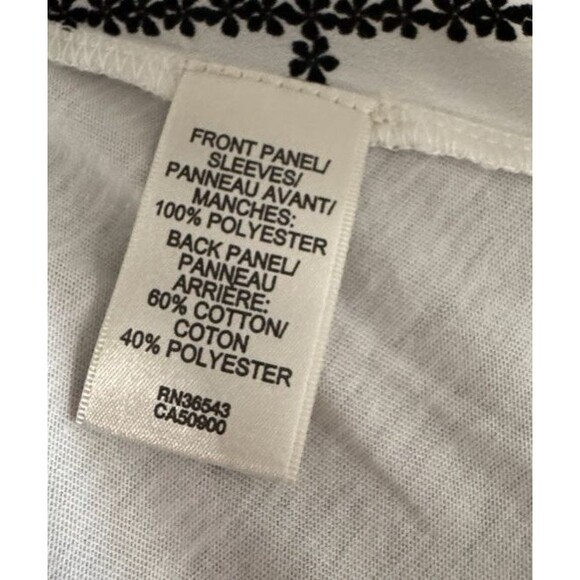 VAN HEUSEN Women’s Black and White Blouse Shirt Size L Short Sleeve - Picture 4 of 6